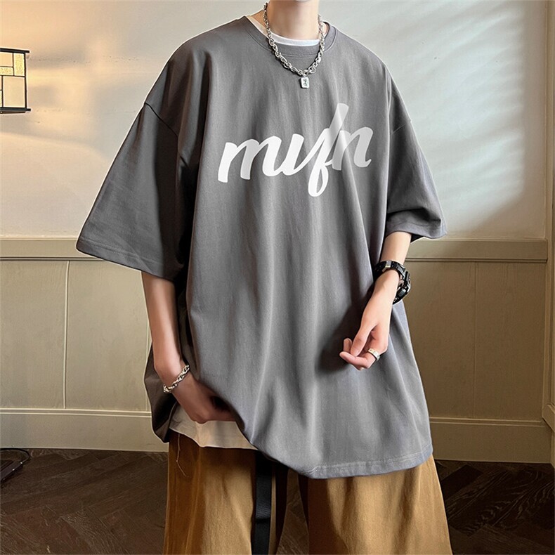 抖音得物二开现货220克夏装重磅美式高街宽松短袖t恤MT289,男装T恤,电商A486-1