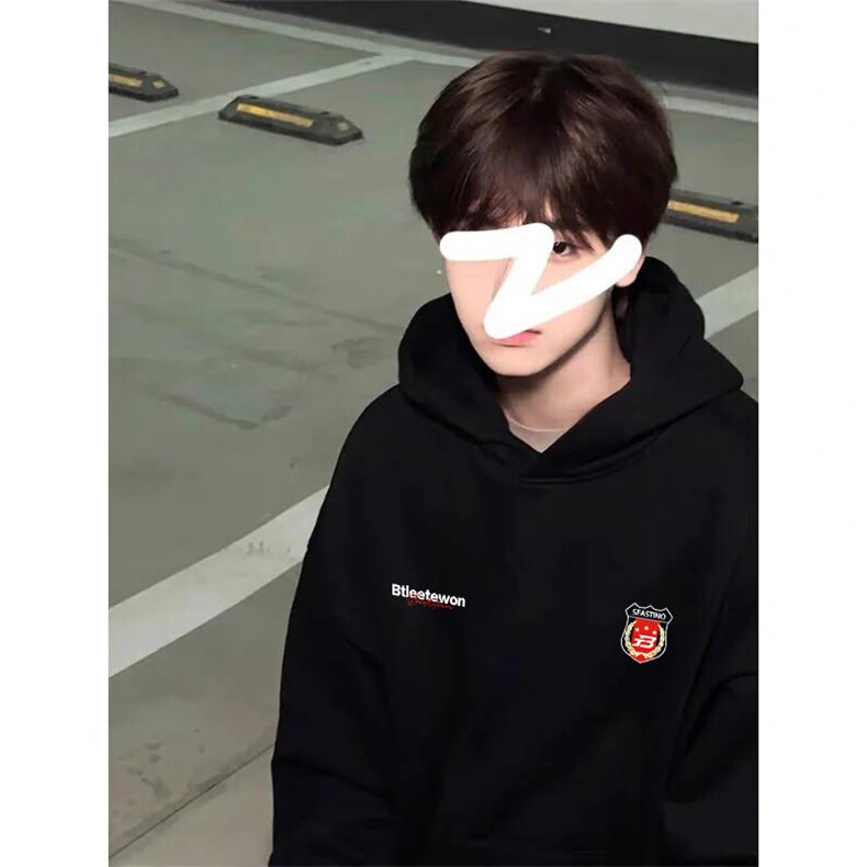 抖音得物二开现货供应春装重磅美式高街宽松连帽卫衣DL3001,男装卫衣,电商A486-1