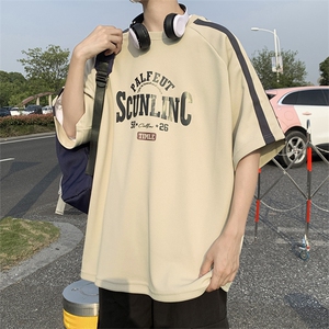 青春男T恤标准夏季五分袖ins时尚潮牌圆领T05574-P33,男明星春季牛仔裤搭配上衣图片