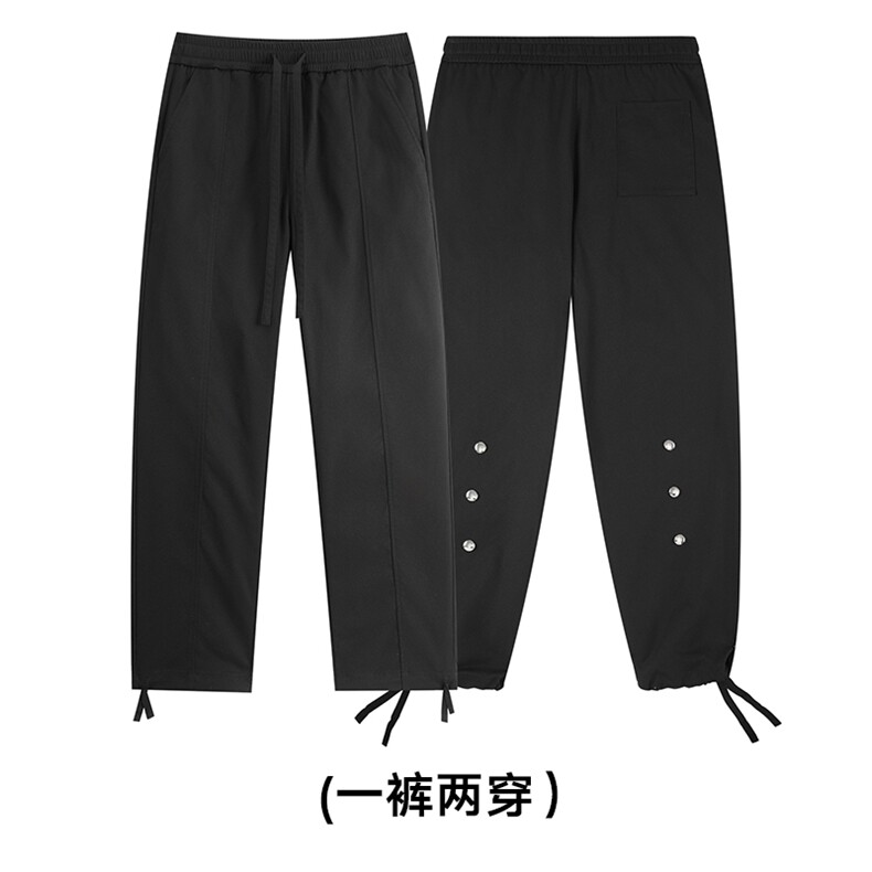基础复古金属四合扣设计感宽松阔腿裤休闲长裤CK2342-P55,男装休闲裤,星座717