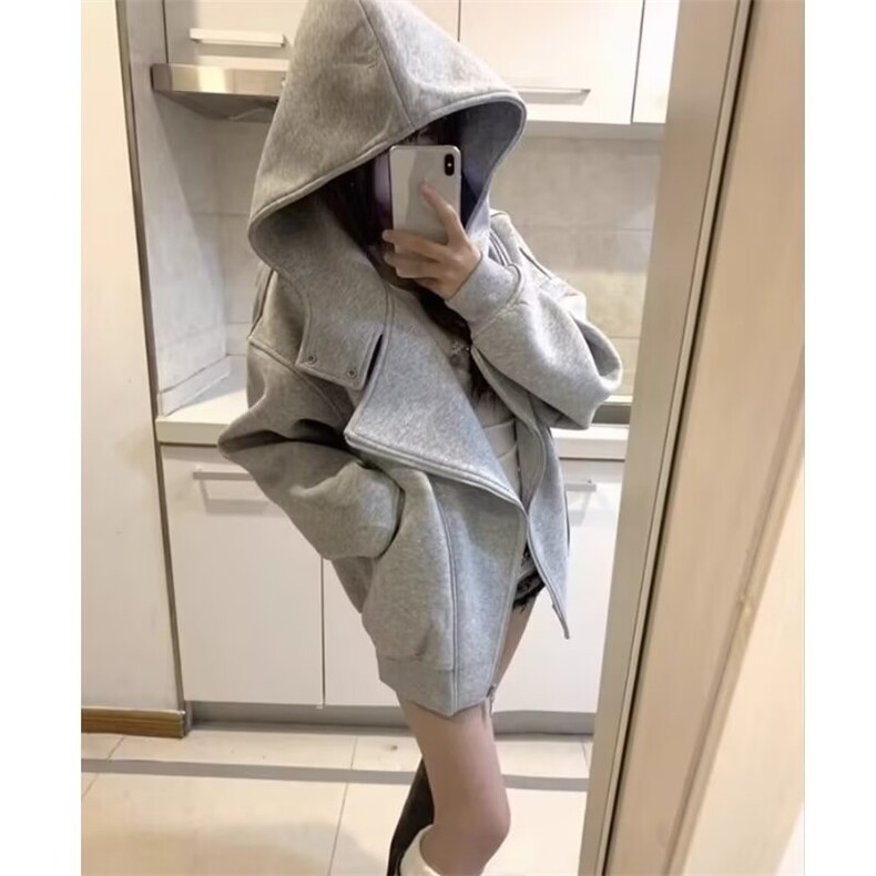 潮流新款日系流行气质结构裁片式灰色连帽开衫卫衣男款WY475,男装卫衣,星座601-1