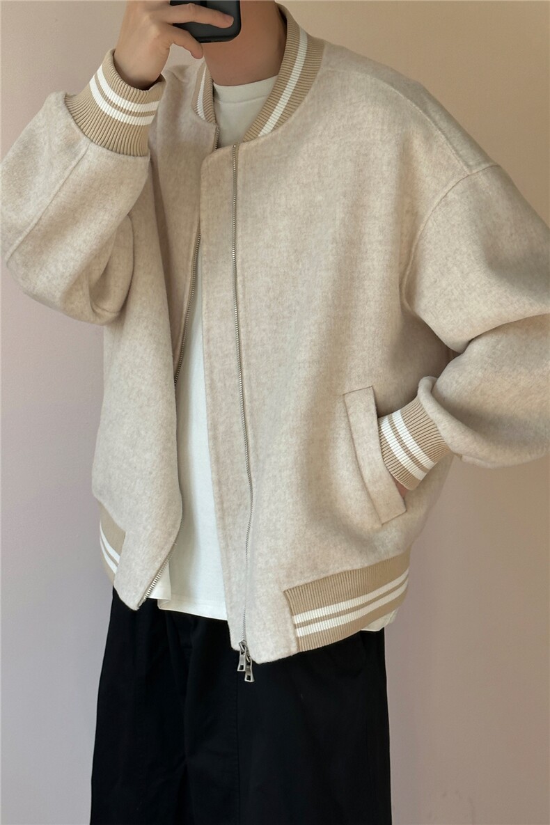 现货羊毛呢料外套男宽松休闲棒球服A351-AJ2641-P115控188,女装短外套,电商A351