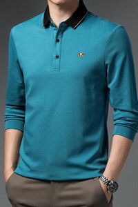 BJ21525钱塘2020-2中青年男士秋季薄款新款简约时尚长袖t恤P65图片