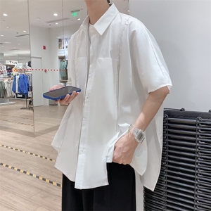 不规则衬衫短袖男设计感小众男装翻领七分袖衬衣夏CS0874-P35图片