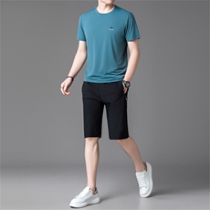 R-WL6133夏季男式速干短袖短裤二件套运动休闲圆领修身t恤套装，男装牛仔裤，电商B360