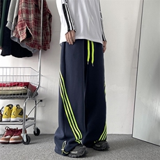 裤子男2024早春新款青少年美式高街vibe直筒宽松设计感运动休闲裤，男装休闲裤，星座410-7