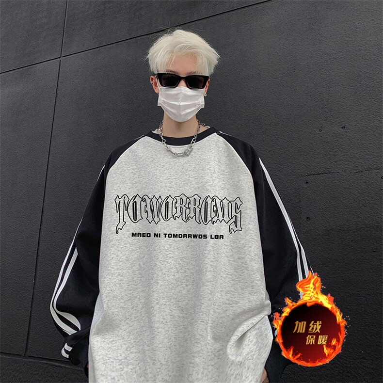 抖音得物供货提供视频秋冬重磅美式宽松织带圆领卫衣0740,男装卫衣,电商A486