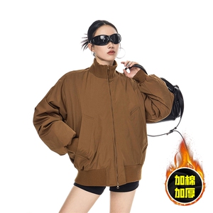 现货冬季美拉德立领飞行夹克廓形高街棒球服加棉加厚棉衣外套图片