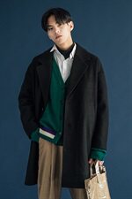 【】A003-HF007-P50冬装新款中长款印花毛呢大衣蒙马特，男装毛呢大衣，电商A003
