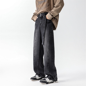 8XL-M牛仔裤秋季加肥加大码痞帅美式高街宽松直筒长裤NZ9007/P65图片