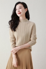 100%纯山羊绒秋冬新款气质优雅女装纯色半高领羊绒打底衫，女装羊绒衫，阿舍尔精品