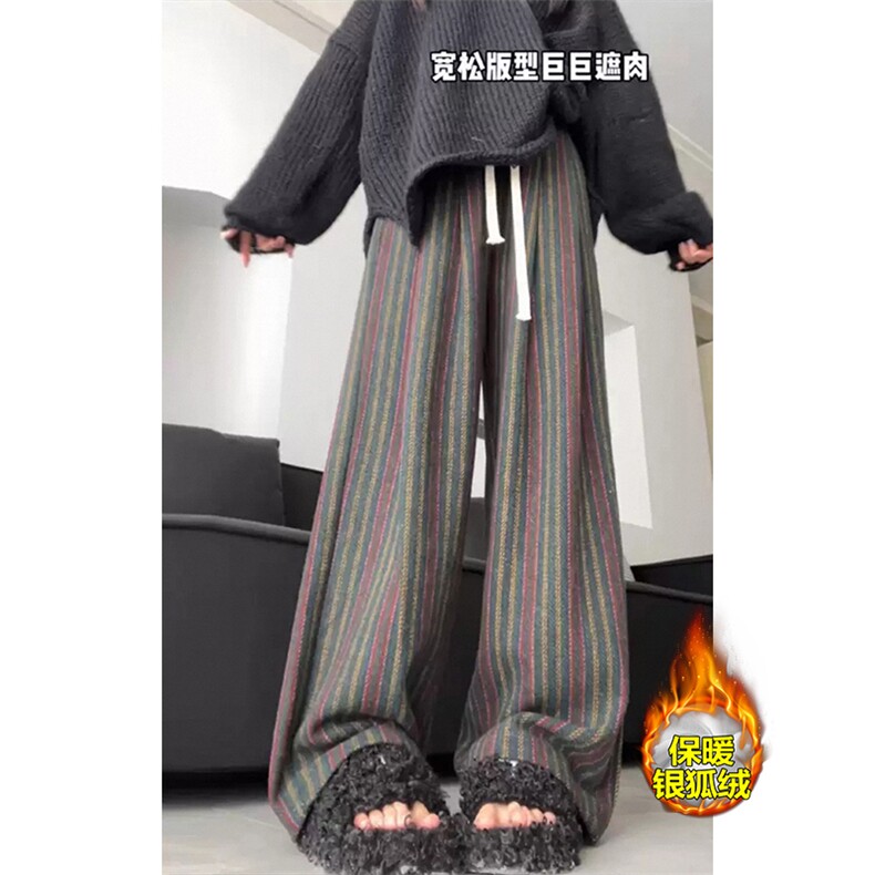 网图慎用复合银狐绒条纹呢料男宽松休闲裤K5680J加绒-特P48控88,男装卫衣,电商A001