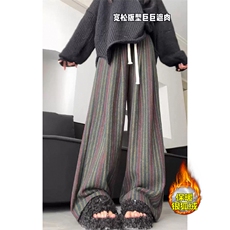 网图慎用复合银狐绒条纹呢料男宽松休闲裤K5680J加绒-特P48控88，男装卫衣，电商A001