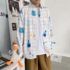 潮流文艺时尚ins长袖夏季潮方领新款男衬衫C169P28，男装衬衫，星座1116-2