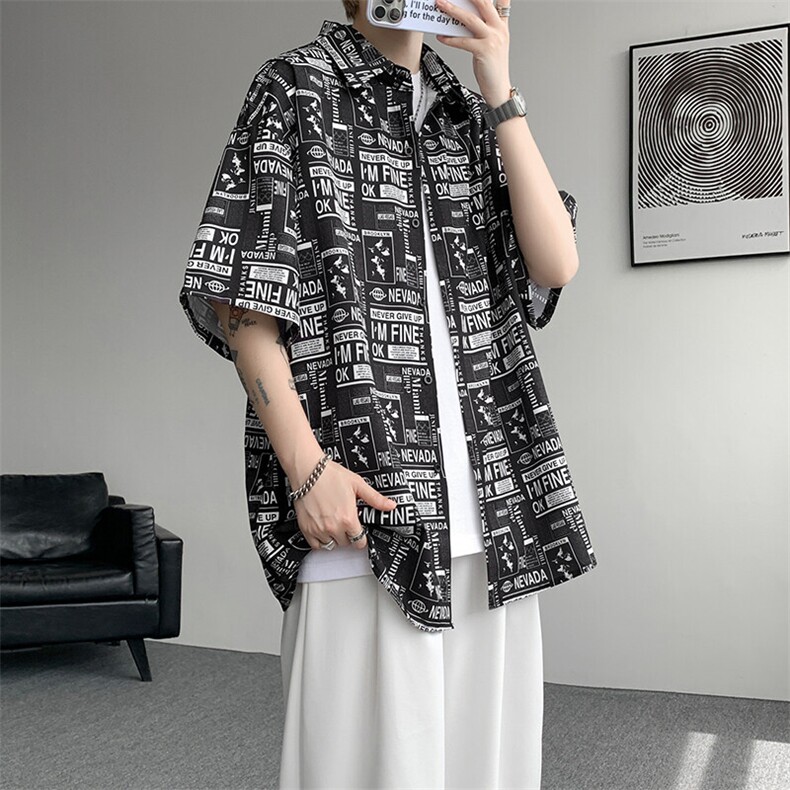 8XL-M花衬衫男短袖夏季薄款冰丝半袖宽松大码休闲外套DC28008P38,男装T恤,电商B312