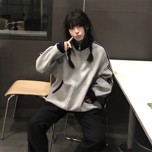 抖音得物高品质 美式高街重磅结构设计拼接织带立领卫衣外套 CM42图片