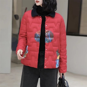 MY现货2024冬季新款时尚休闲舒适干练印花羽绒服图片
