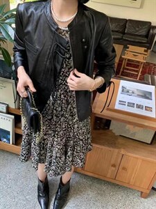 2022民族风复古盘扣设计气质皮衣外套,女装皮衣,L·H·X