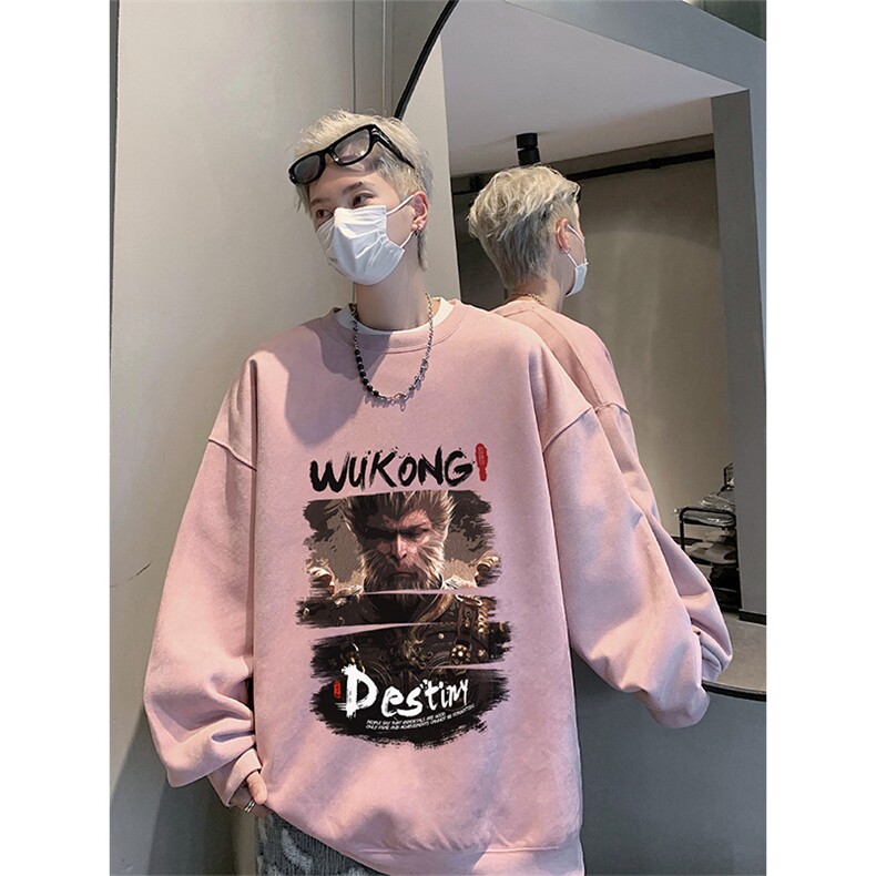 抖音得物高品质黑神话悟空麂皮绒宽松圆领卫衣wyjp7012-特p35控69,男装卫衣,星座605(原A050)