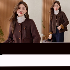 纯色双面毛呢外套小个子短款女2025秋冬季新款洋气百搭羊毛大衣，女装毛呢外套，众宇琦