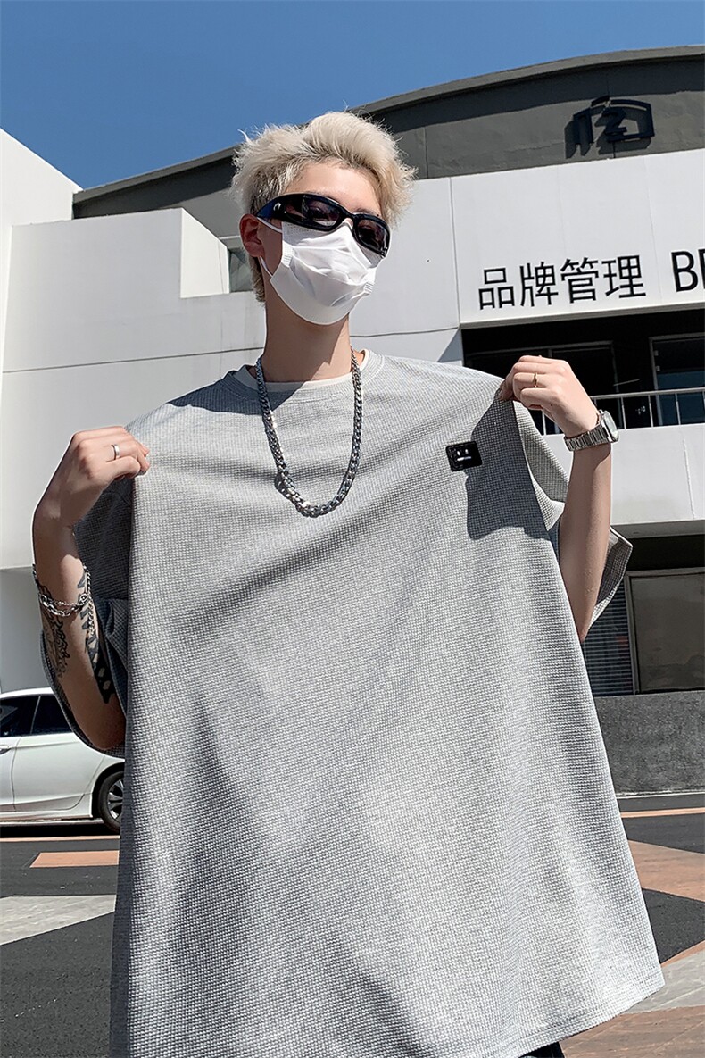 8XL-M重磅！特大码T潮牌上衣男中性华夫格短袖T恤DX304P25控39,男装T恤,电商D206-1