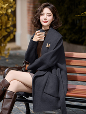 现货主推款2026早春双面羊毛呢大衣不规则气质女羊毛外套，女装毛呢外套，丝露怡语