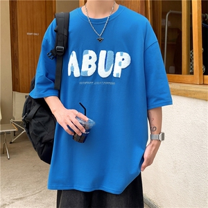 2023夏季新款植绒3D立体字母半袖上衣韩版潮流百搭衣服 T918-P22图片