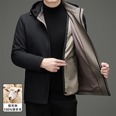 现货羊毛内胆可脱卸秋冬款中老年羊毛派克服外套中年休闲夹克，男装夹克，钱塘723