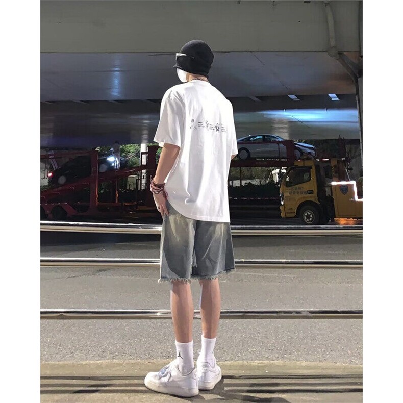 破洞牛仔短裤直筒五分马裤男夏季美式高街vibe裤子1008-LA377-P39,男装牛仔裤,星座1008