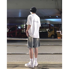 破洞牛仔短裤直筒五分马裤男夏季美式高街vibe裤子1008-LA377-P39，男装牛仔裤，星座1008