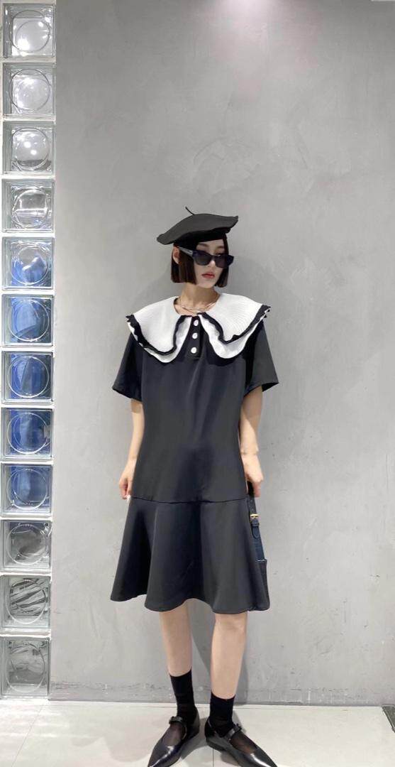 夏季新款荷叶领清新款连衣裙，女装连衣裙，圣芭拉