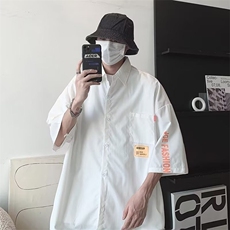短袖衬衫男夏季cityboy休闲百搭翻领衬衣潮牌薄款外套潮，男装衬衫，星座410-7