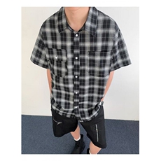 复古衬衫男夏装港风学生宽松小众设计感趣味新款男装上衣外穿，男装衬衫，四季星座505