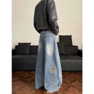 美式街头牛仔裤男直筒宽松欧美高街vibe风长裤子NZ815-P55图片