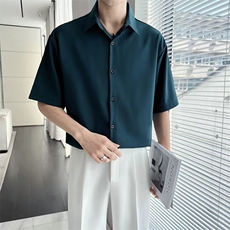 日系冰丝长袖白衬衫男夏季潮宽松休闲情侣衬衣外套310B-1C06-P30，男装衬衫，星座310B-1