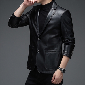 WL-S2111男式2023秋季新款翻领西装头层牛皮皮衣男西服P600图片