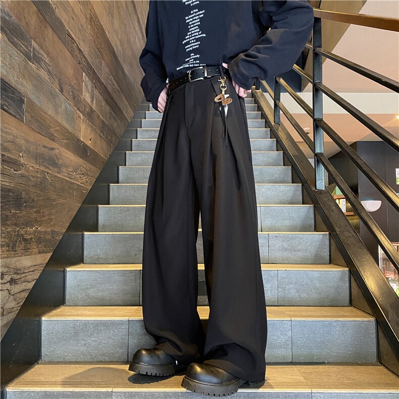 2025春季新款高级垂坠感打褶宽松休闲西裤B315-K25680-特p40控78,男装西裤,电商B315