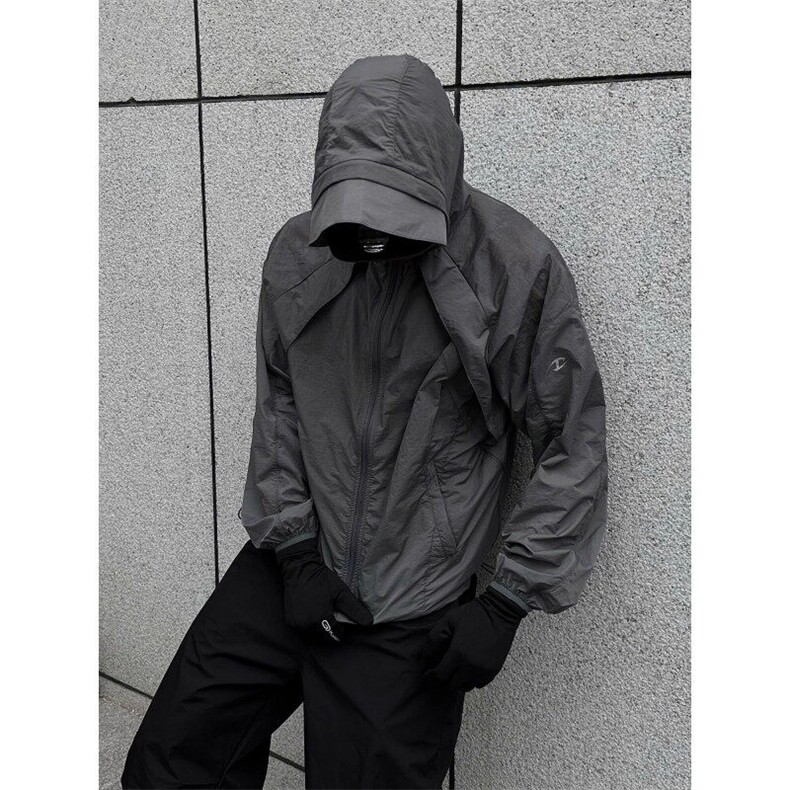 户外冲锋骑行剪裁防晒衣服男夏季透气薄款运动宽松连帽FY193,男装防晒衣,星座1116A（原606A-3）
