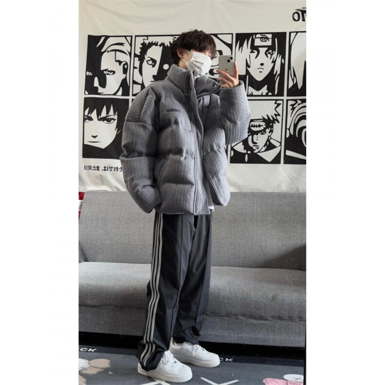 网络图现货！立领褶皱棉服外套高级设计感小众短款棉服RM303-P100,男装棉衣,星座1005-6