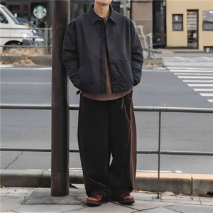 2025秋新款日系小众老钱风夹克男女宽松bf风休闲双面穿情侣外套图片