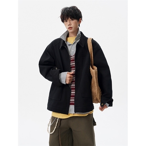 M-8XL美式复古水洗夹克男拼接灯芯绒外套休闲茄克衫上衣JK1325P88图片
