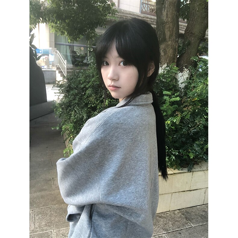 抖音得物高品质二开25秋冬美式高街结构设计POLO翻领卫衣外套W77,男装卫衣,电商A486-1