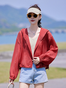 衣女新款薄款透气轻薄连帽开衫多巴胺外穿通勤外套女2026夏季外套图片