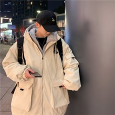 假两件棉衣男港风宽松百搭工装棉袄外套冬季连帽棉服MN105，男装棉衣，星座1116A-1（原606A）