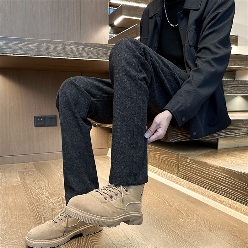 休闲裤男韩版修身秋冬款加绒裤英伦商务西裤直筒长裤9986/1412-1，男装西裤，星座1412-1