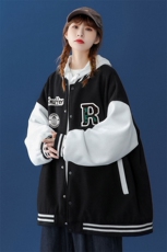 中性风22新品简约拼接美式复古棒球服外套夹克ins潮G113--P65控88，男装夹克，A247A