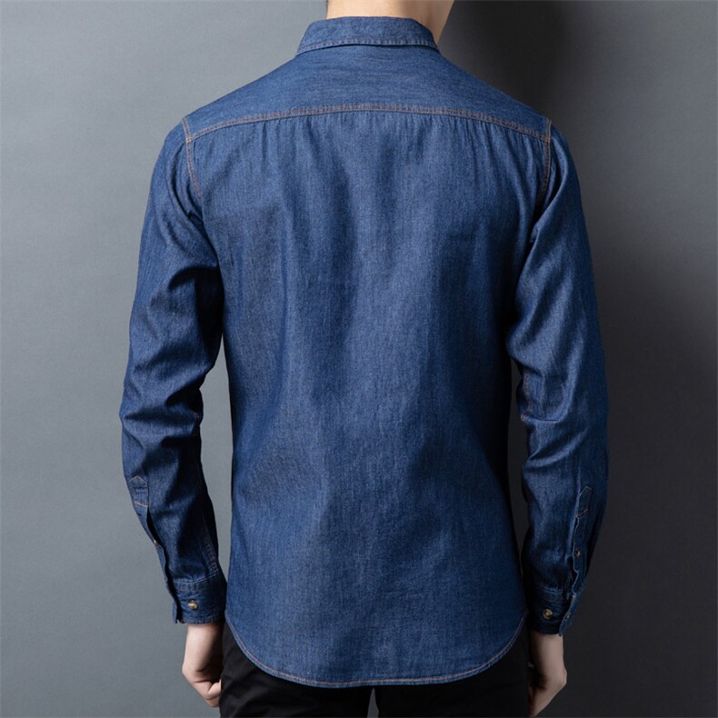 H5637钱塘2020-1秋冬精品男士牛仔百分百纯棉衬衣舒适P57,男装衬衫,钱塘207-1