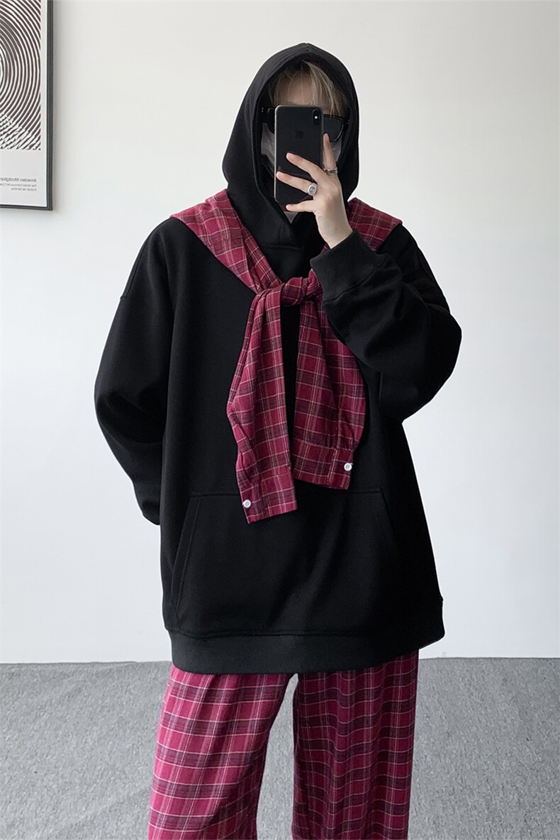 小众两连帽撞色大码卫衣套装T797特P65K797特P42TZ797特P107,男装休闲套装,电商A059
