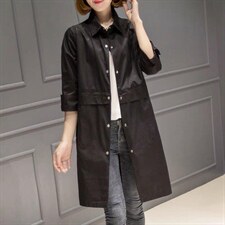 风衣外套中长款，女装风衣，千利红