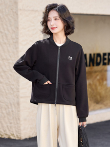 咸菜绿短外套卫衣开衫女春秋小个子休闲欧洲站欧货棒球服夹克上衣图片